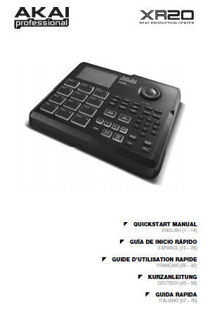 AKAI XR20 BEAT PRODUCTION CENTER QUICKSTART MANUAL INC CONN DIAG 76 PAGES ENG DEUT ESP FRANC ITAL