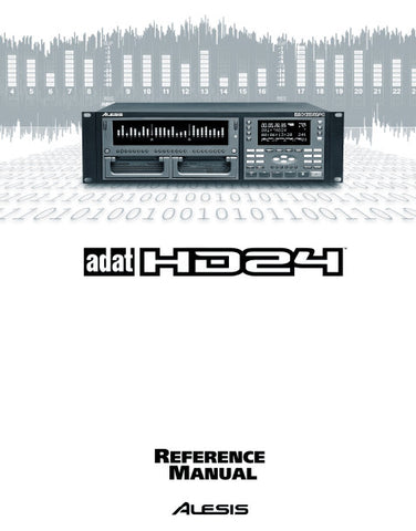 ALESIS ADAT HD24 HARD DISC RECORDER REFERENCE MANUAL INC TRSHOOT GUIDE 102 PAGES ENG