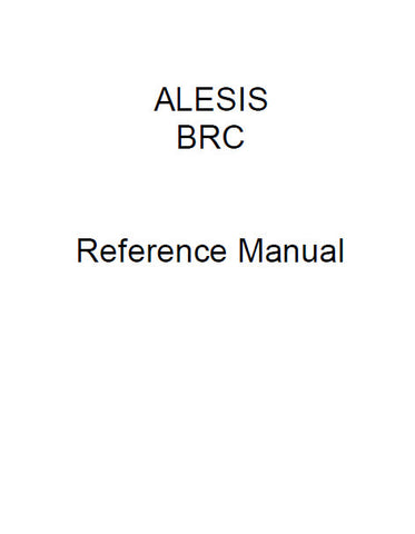 ALESIS BRC REFERENCE MANUAL 95 PAGES ENG