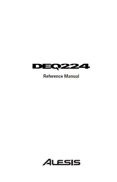 ALESIS DEQ224 EQUALIZER REFERENCE MANUAL 68 PAGES ENG