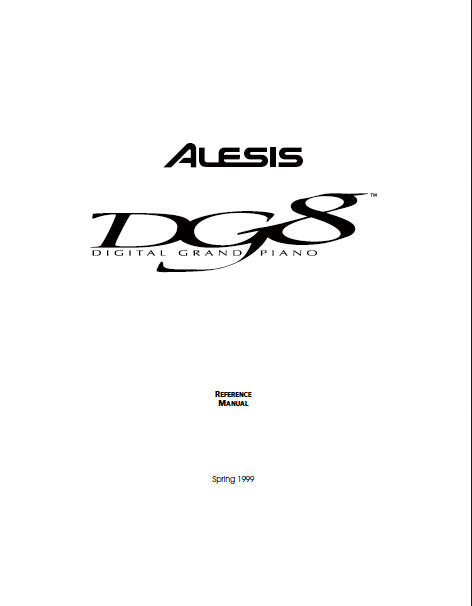 ALESIS DG8 DIGITAL GRAND PIANO REFERENCE MANUAL 71 PAGES ENG