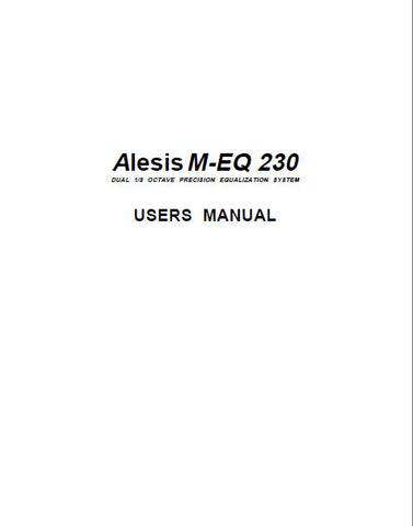ALESIS M-EQ230 EQUALIZER USERS MANUAL 11 PAGES ENG