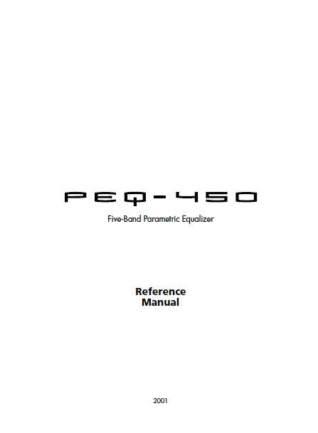 ALESIS PEQ-450 FIVE BAND PARAMETRIC EQUALIZER REFERENCE MANUAL 44 PAGES ENG