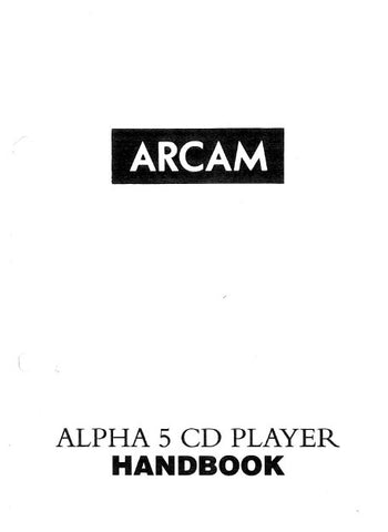 ARCAM ALPHA 5 CD PLAYER HANDBOOK 6 PAGES ENG