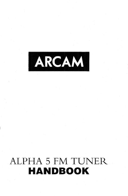 ARCAM ALPHA 5 FM TUNER HANDBOOK 6 PAGES ENG