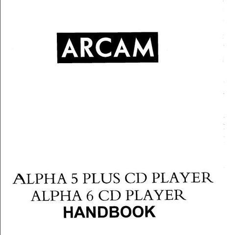 ARCAM ALPHA 5+ 6 CD PLAYER HANDBOOK 6 PAGES ENG