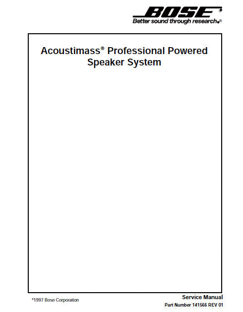 BOSE ACOUSTIMASS PROFESSIONAL POWERED SPEAKER SYSTEM SERVICE MANUAL INC WIRING SCHEM AND PARTS LIST 19 PAGES ENG