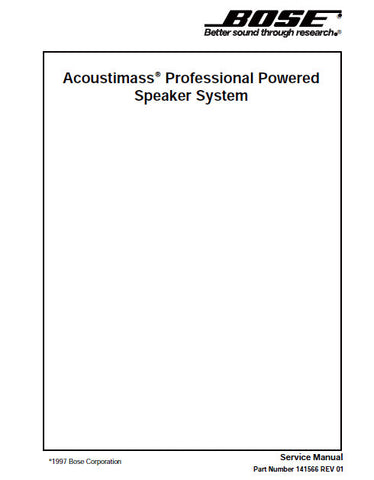 BOSE ACOUSTIMASS PROFESSIONAL POWERED SPEAKER SYSTEM SERVICE MANUAL INC WIRING SCHEM AND PARTS LIST 19 PAGES ENG