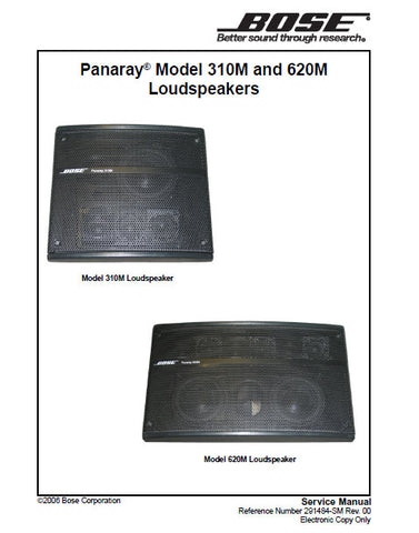BOSE PANARAY MODEL 310M AND 620M LOUDSPEAKERS SERVICE MANUAL INC CROSSOVER BOARD LAYOUT DIAGS CROSSOVER BOARD WIRING DIAGS AND PARTS LIST 21 PAGES ENG