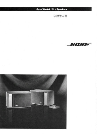 BOSE 100J SPEAKERS OWNER'S GUIDE INC CONN DIAGS AND TRSHOOT GUIDE 9 PAGES ENG