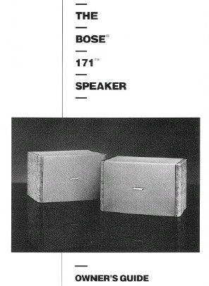 BOSE 171 SPEAKER OWNER'S GUIDE INC CONN DIAG AND TRSHOOT GUIDE 8 PAGES ENG