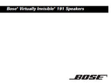 BOSE 191 VIRTUALLY INVISIBLE SPEAKERS INSTALLATION MANUAL 34 PAGES ENG