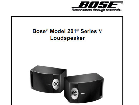 BOSE 201 SERIES V LOUDSPEAKER SERVICE MANUAL INC CROSSOVER DIAG AND PARTS LIST 9 PAGES ENG