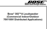 BOSE 302A LOUDSPEAKER COMMERCIAL INDOOR OUTDOOR 70V 100V DISTRIBUTED APPPLICATIONS SERVICE MANUAL INC TRANSFORMER WIRING DIAG SCHEM DIAG AND PARTS LIST 9 PAGES ENG