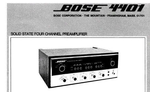 BOSE 4401 SOLID STATE FOUR CHANNEL PREAMPLIFIER SERVICE MANUAL INC PCB'S SCHEM DIAGS AND PARTS LIST 10 PAGES ENG