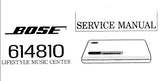 BOSE 614810 LIFESTYLE MUSIC CENTER SERVICE MANUAL INC BLK DIAG SCHEM DIAGS PCB'S AND PARTS LIST 24 PAGES ENG