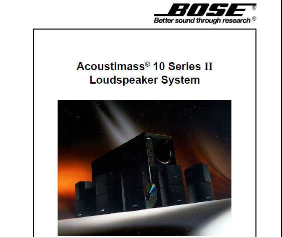 BOSE ACOUSTIMASS 10 SERIES II HOME THEATER SPEAKER SYSTEM SERVICE MANUAL INC SCHEM DIAG AND PARTS LIST 12 PAGES ENG