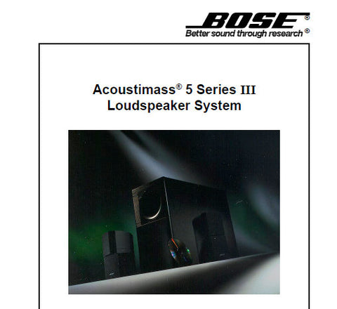 BOSE ACOUSTIMASS 5 SERIES III LOUDSPEAKER SYSTEM SERVICE MANUAL INC PCB CROSSOVER SCHEM DIAG AND PARTS LIST 10 PAGES ENG