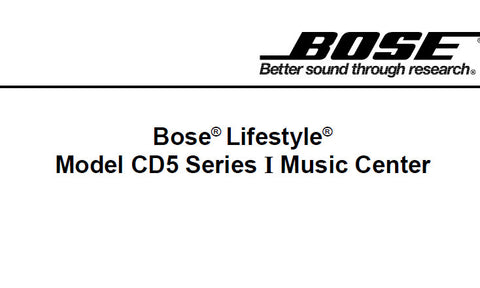 BOSE CD5V2 LIFESTYLE SERIES I MUSIC CENTER SERVICE MANUAL INC BLK DIAGS TRSHOOT GUIDE PCB'S INT CIRC DIAGS SCHEM DIAG AND PARTS LIST 71 PAGES ENG