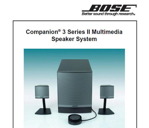 BOSE COMPANION 3 SERIES II MULTI MEDIA SPEAKER SYSTEM SERVICE MANUAL INC PARTS LIST 30 PAGES ENG