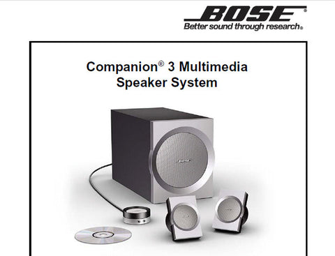 BOSE COMPANION 3 SERIES I EARLY VERSION LATER VERSION MULTI MEDIA SPEAKER SYSTEM SERVICE MANUAL INC PARTS LIST 30 PAGES ENG