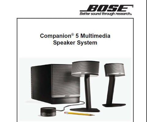 BOSE COMPANION 5 SERIES I MULTI MEDIA SPEAKER SYSTEM SERVICE MANUAL INC PARTS LIST 23 PAGES ENG
