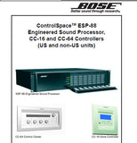 BOSE CONTROLSPACE ESP-88 ENGINEERED SOUND PROCESSOR CC-16 CC-64 CONTROLLERS SERVICE MANUAL INC CONN DIAGS TEST SETUP DIAG PCB'S TRSHOOT GUIDE AND PARTS LIST 107 PAGES ENG