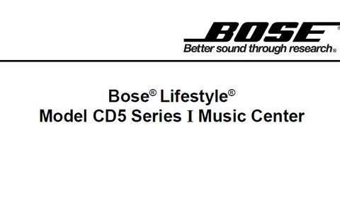 BOSE LIFESTYLE MODEL CD5 SERIES I MUSIC CENTER SERVICE MANUAL INC BLK DIAGS INT CIRC DIAGS PCB'S SCHEM DIAG AND PARTS LIST 70 PAGES ENG