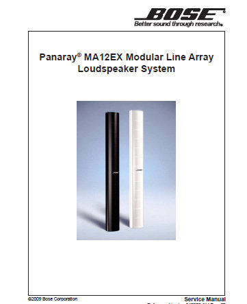BOSE PANARAY MA12EX MODULAR LINE ARRAY LOUDSPEAKER SYSTEM SERVICE MANUAL INC WIRING DIAG AND PARTS LIST 14 PAGES ENG