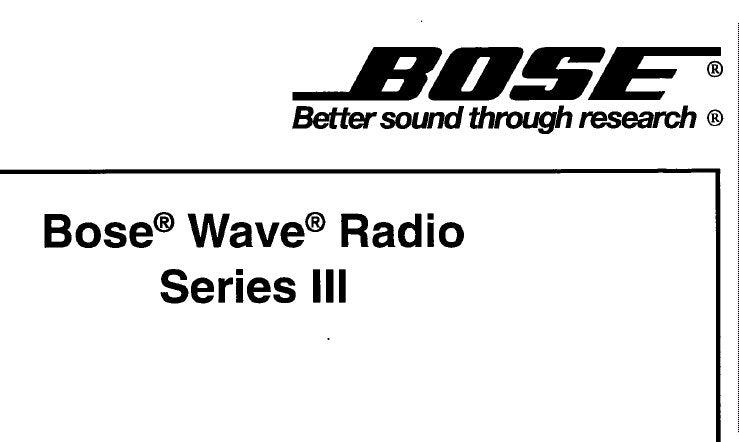 BOSE WAVE RADIO SERIES III AWRC3P SERVICE MANUAL INC BLK DIAG SCHEM DIAGS PCB'S AND PARTS LIST 44 PAGES ENG