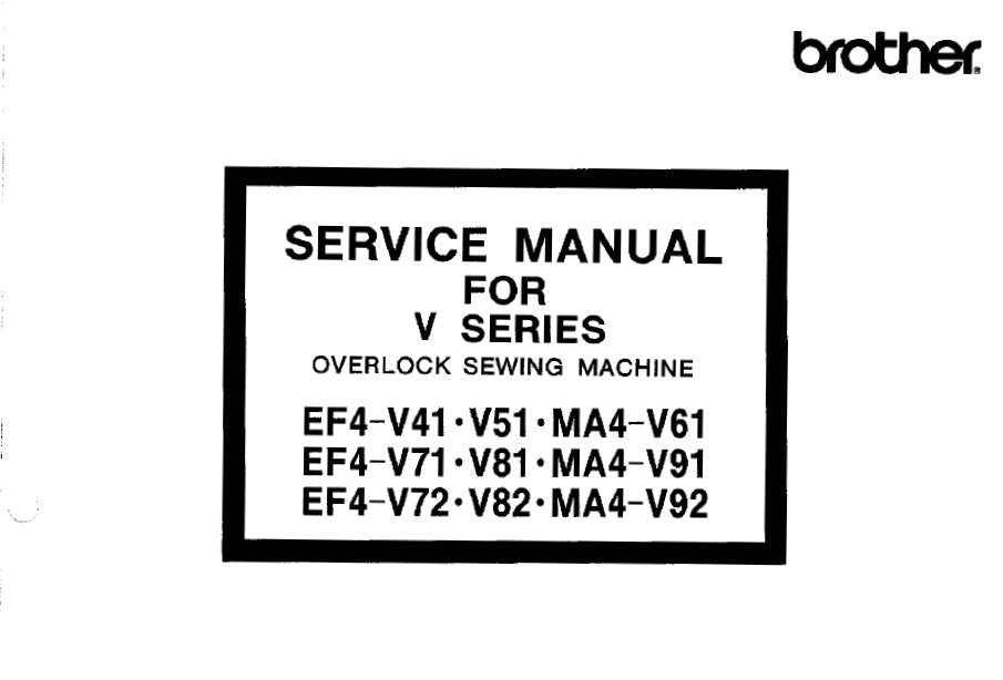 BROTHER V SERIES OVERLOCK SEWING MACHINE SERVICE MANUAL BOOK ENGLISH INC TRSHOOT GUIDE 100 PAGES ENG