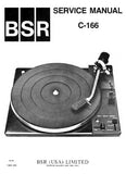 BSR C-166 TURNTABLE SERVICE MANUAL INC EXPL VIEW TROUBLESHOOT GUIDE AND PARTS LIST 12 PAGES ENG