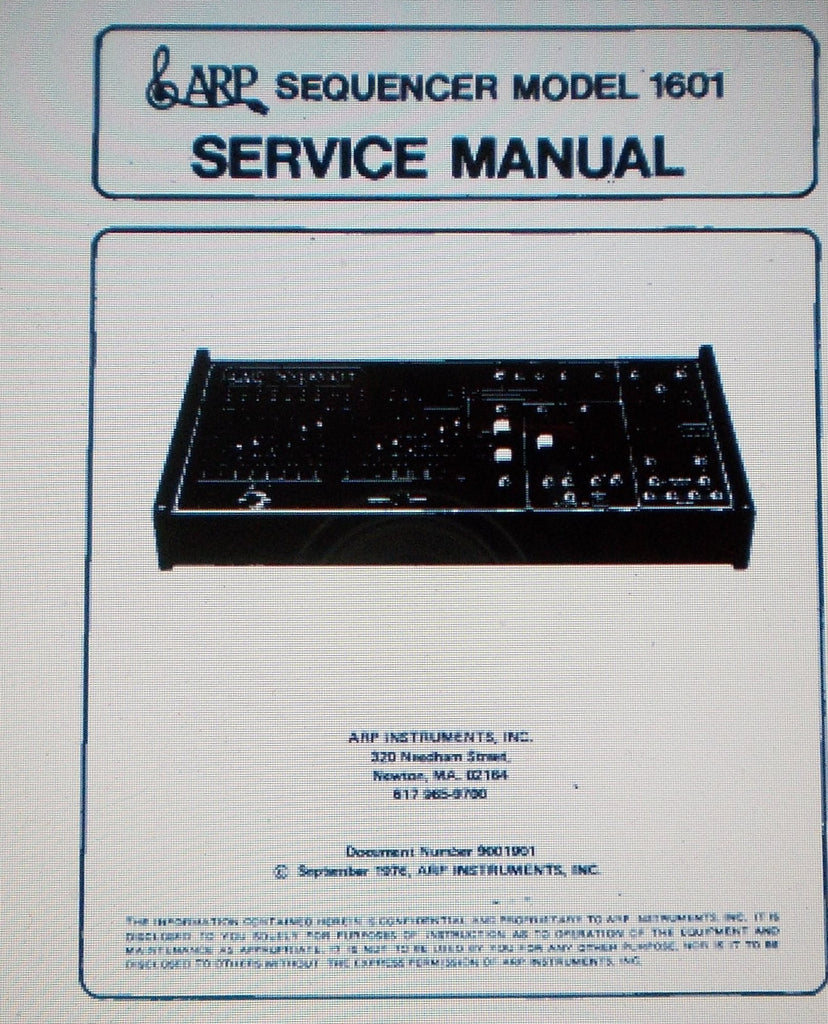 ARP 1601 SEQUENCER SERVICE MANUAL INC BLOCK DIAGRAM AND SCHEMATICS 21 PAGES ENG