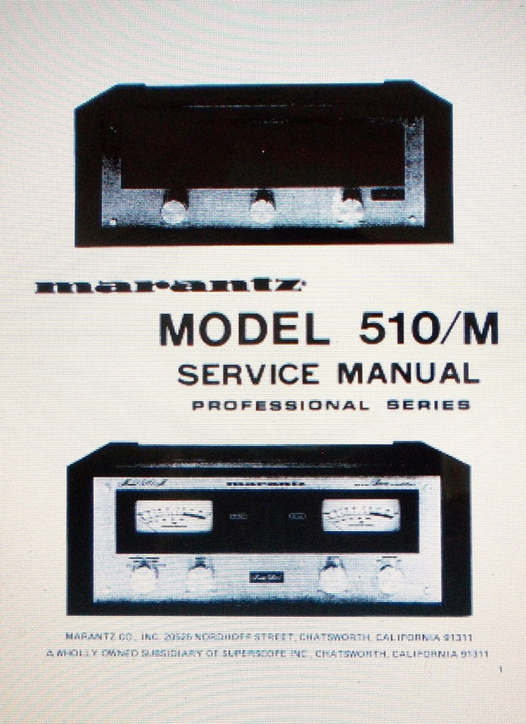 MARANTZ 510 510M PRO SERIES STEREO POWER AMP SERVICE MANUAL INC SCHEMS 27 PAGES ENG