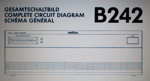 STUDER REVOX B242 STEREO POWER AMP COMPLETE CIRCUIT DIAGRAM 1 PAGE ENG DEUT FRANC