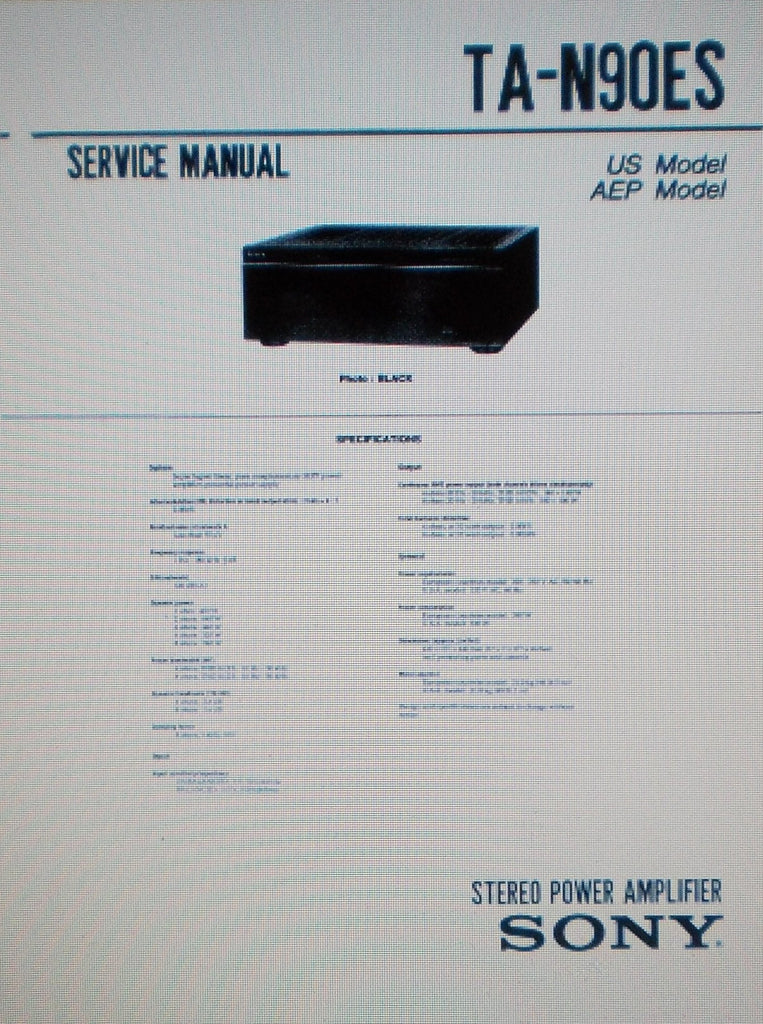 SONY TA-N90ES STEREO POWER AMP SERVICE MANUAL INC BLK DIAG SCHEMS PCBS AND PARTS LIST 28 PAGES ENG