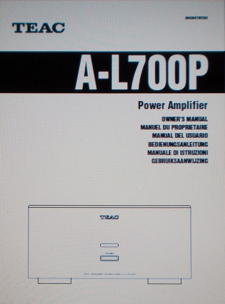 TEAC A-L700P STEREO POWER AMP OWNER'S MANUAL INC CONN DIAG 20 PAGES ENG FRANC DEUT
