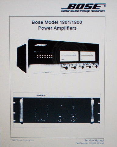 BOSE 1800 AND 1801 STEREO POWER AMPS SERVICE MANUAL INC SCHEMS AND PARTS LIST 32 PAGES ENG