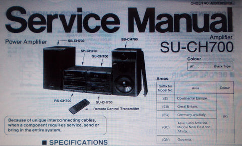 TECHNICS SU-CH700 STEREO POWER AMP SERVICE MANUAL INC CONN DIAGS BLK DIAG WIRING DIAG SCHEMS PCBS AND PARTS LIST 31 PAGES ENG