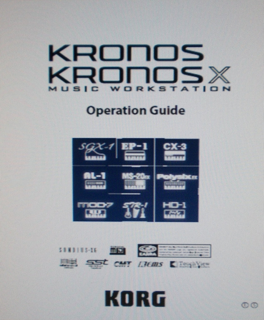 KORG KRONOS KRONOS X MUSIC WORKSTATION OPERATION GUIDE INC TRSHOOT GUIDE 284 PAGES ENG