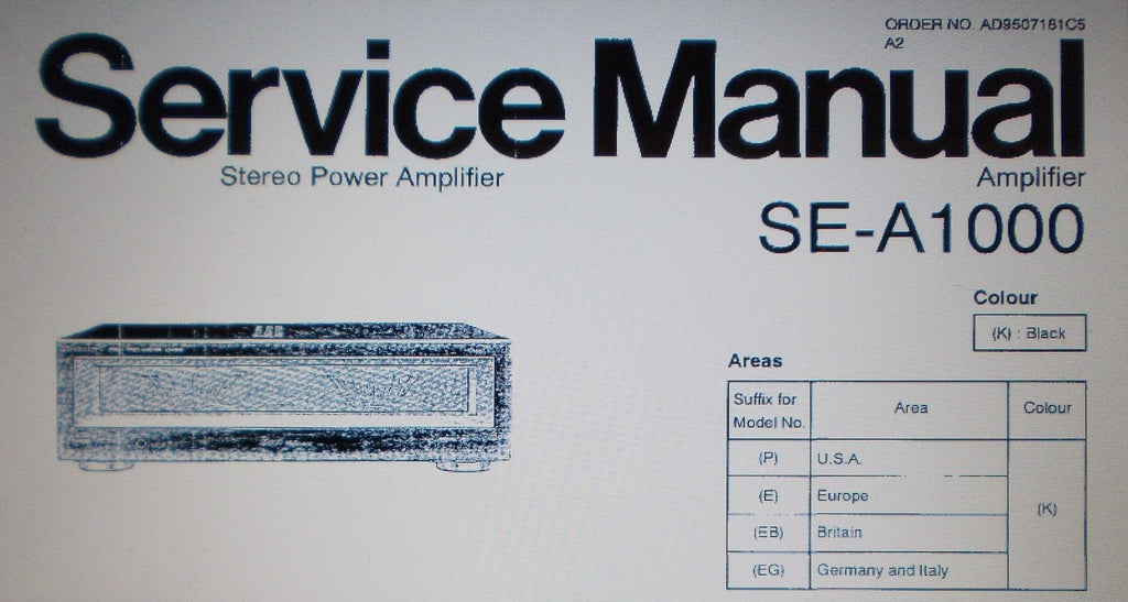 TECHNICS SE-A1000 STEREO POWER AMP SERVICE MANUAL INC CONN DIAGS BLK DIAG SCHEMS PCBS AND PARTS LIST 30 PAGES ENG