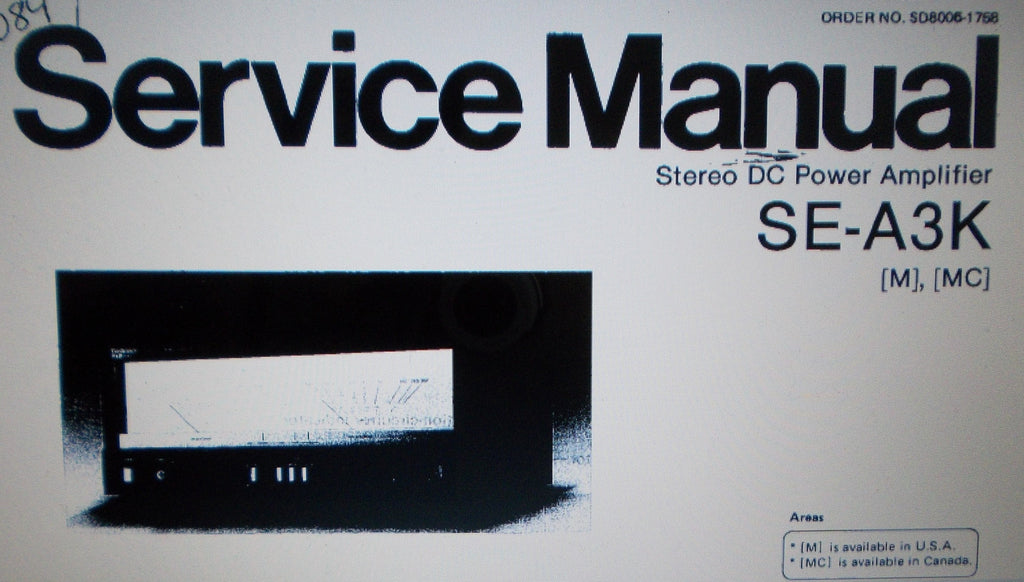 TECHNICS SE-A3K M MC STEREO DC POWER AMP SERVICE MANUAL INC BLK DIAG SCHEMS PCBS AND PARTS LIST 24 PAGES ENG