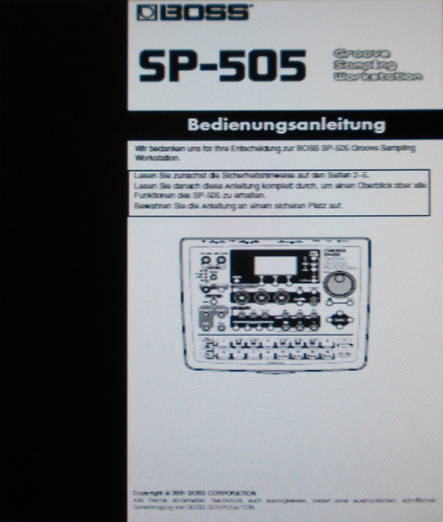 BOSS SP-505 GROOVE SAMPLING WORKSTATION BEDIENUNGSANLEITING INC MOGLICHE FEHLER URSACHEN 92 PAGES DEUTSCH