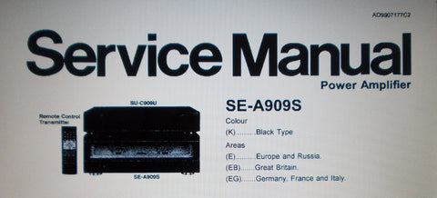 TECHNICS SE-A909S STEREO POWER AMP SERVICE MANUAL INC BLK DIAG WIRING DIAG SCHEMS PCBS AND PARTS LIST 38 PAGES ENG