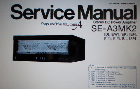 TECHNICS SE-A3MK2 COMPUTER DRIVE NEW CLASS A STEREO DC POWER AMP SERVICE MANUAL INC BLK DIAGS WIRING DIAG SCHEM DIAG PCBS AND PARTS LIST 26 PAGES ENG