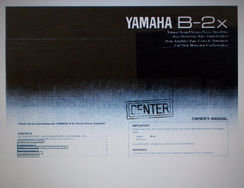 YAMAHA B-2x STEREO POWER AMP OWNER'S MANUAL INC CONN DIAG BLK DIAG AND TRSHOOT GUIDE 8 PAGES ENG