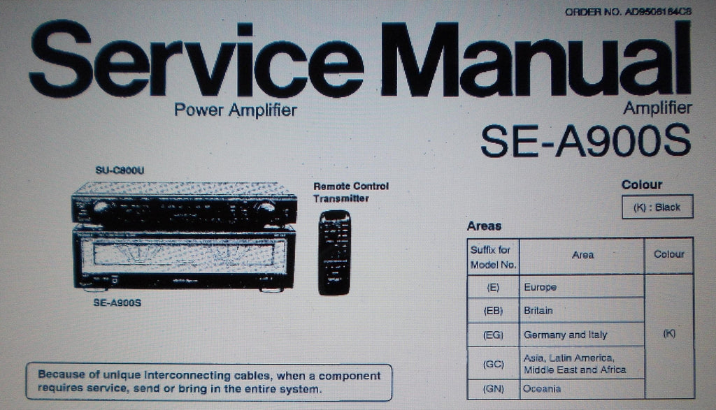 TECHNICS SE-A900S STEREO POWER AMP SERVICE MANUAL INC BLK DIAG CONN DIAGS WIRING DIAG SCHEMS PCBS AND PARTS LIST 36 PAGES ENG