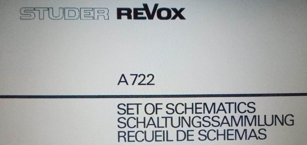 STUDER REVOX A722 STEREO POWER AMP SET OF SCHEMATICS LATER VERSION 4 PAGES ENG DEUT FRANC