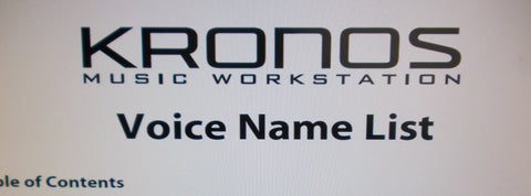 KORG KRONOS MUSIC WORKSTATION VOICE NAME LIST 264 PAGES ENG FRANC DEUT ESP JAP