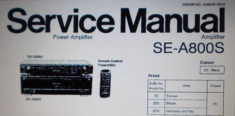 TECHNICS SE-A800S STEREO POWER AMP SERVICE MANUAL INC BLK DIAG CONN DIAG WIRING DIAG SCHEMS PCBS AND PARTS LIST 32 PAGES ENG